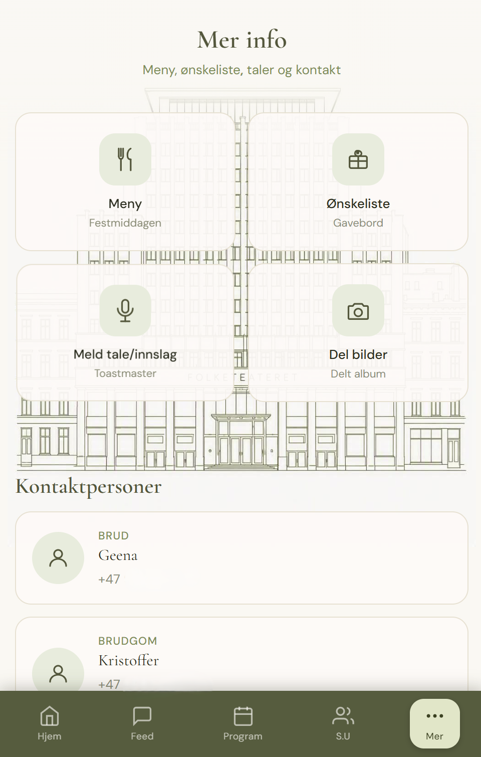 Mer informasjon i bryllupsappen